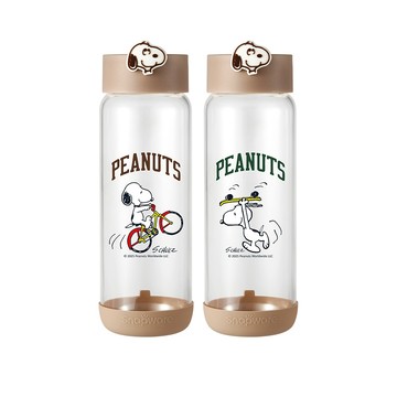 【康寧密扣Snapware】Snoopy史努比運動手提隨行玻璃瓶820ml(2款可選)