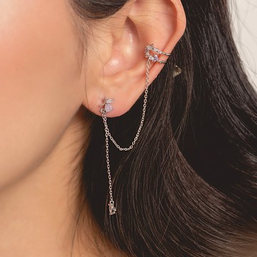 晶漾蝶戀925銀針耳環耳骨夾(2色)-A10379