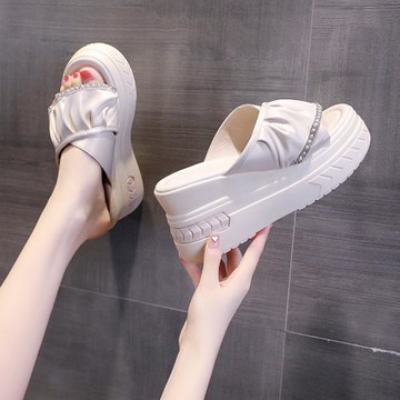 港風拖鞋女夏外穿2022年新款坡跟厚底增高時尚ins潮懶人一字涼拖