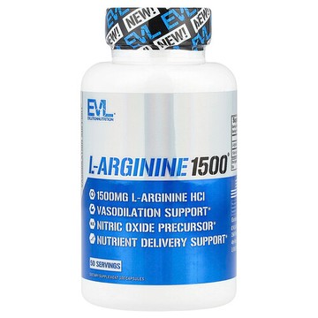 EVLution Nutrition, L-精胺酸 1500®，1500 毫克，100 粒膠囊（每粒膠囊 750 毫克）