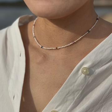 925銀 彩色碧璽珍珠短項鍊