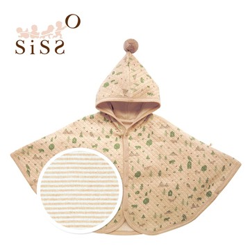 【SISSO有機棉】大地石虎鴞鴞空氣棉披風(0~3歲以上寶寶)