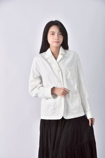 (S) indes de la fressange排扣白色外套