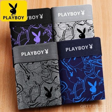 速.發 花花公子正品 PLAYBOY男士內褲 平口褲 四角褲 透氣 好穿 貼身 男生純棉底褲 140KG內可穿