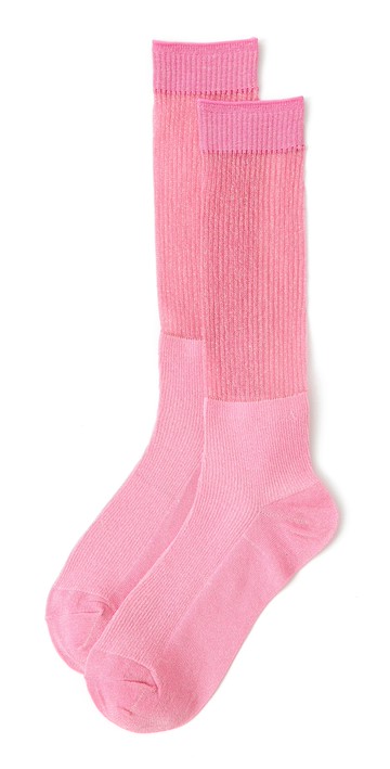 High Heel Jungle Shimmery Lights Metallic Socks Medium Pink 17 One Size