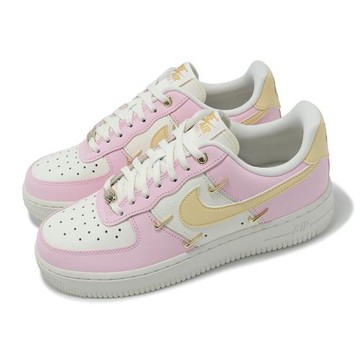 Nike 休閒鞋 Wmns Air Force 1 07 LX 女鞋 粉紅 白 小金勾 金屬勾勾 AF1 IB2574-600
