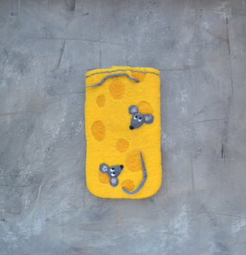 為女孩定制 iPhone 手機殼奶酪和老鼠毛氈純素手機殼手機殼