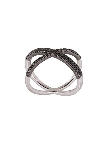 ALINKA - 'KATIA' super fine double cross over ring - women - Diamond/18kt Gold - O - Metallic