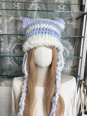 鉤織貓貓帽 鈎織冷帽 編織帽 鈎織帽 帽子 貓貓帽