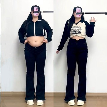 【🍇精選】大碼長褲 黑色微喇叭牛仔褲女 梨形身材 高腰遮胯 大碼胖mm 彈力顯瘦馬蹄褲 顯瘦闊腿褲 牛仔褲 拖地长裤