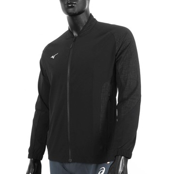 Mizuno [32TCA08109] 男 外套 平織 運動 休閒 合身版 彈性 舒適 抗紫外線 拉鍊口袋 美津濃 黑