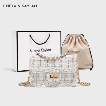 輕奢小香風呢子鏈條包包女2025韓版新款斜挎包時尚百搭斜挎單肩包