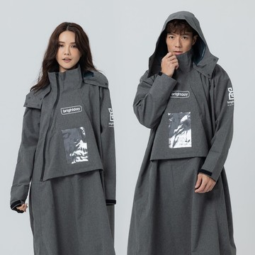 ACE半斜開雙拉鍊防水透氣連身式雨衣-鐵灰