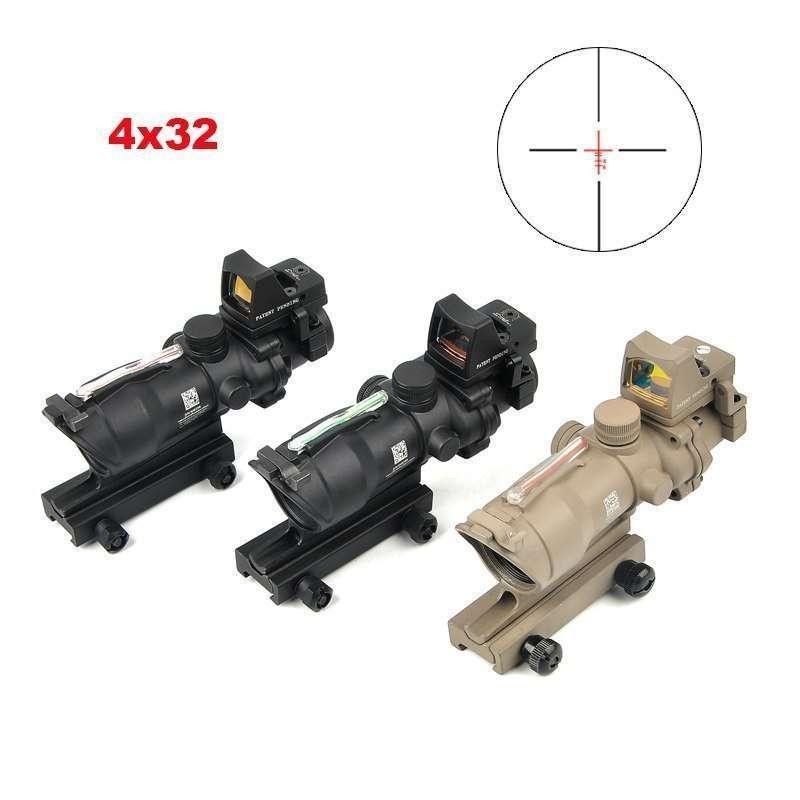 狩猟スコープ ACOG 4X32 リアルレチクル 光ファイバースコープ レッドイルミネーション ミルコ 赤ドット 視力 20 ミリメートル レール 2  | LINEショッピング