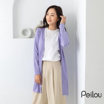 【DR.WOW】日本水潤白抗UV保濕防曬罩衫長版外套(丁香紫)