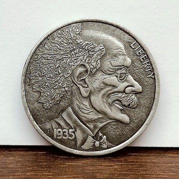 1935奇異博士原創流浪幣 深雕流浪漢硬幣1刀鷹洋創意銀元把玩盤它