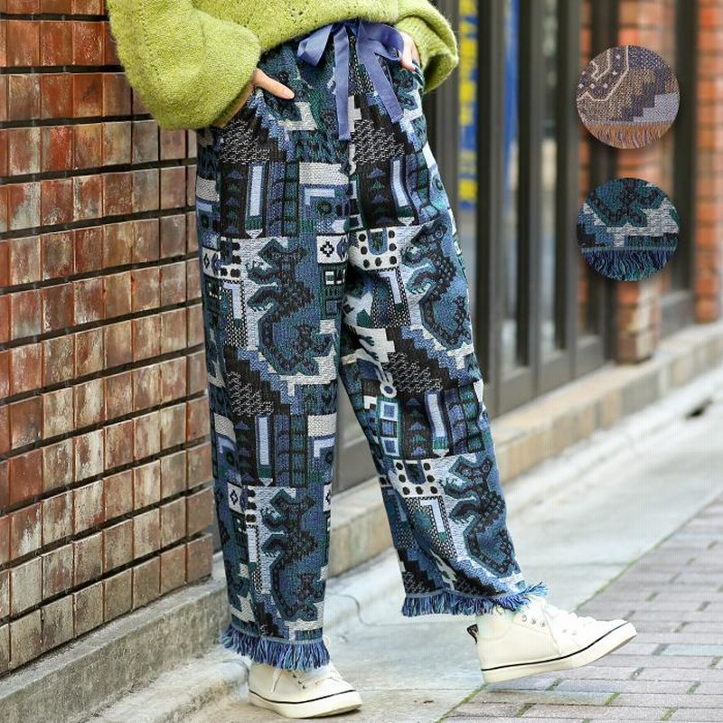 ワイドパンツ ズボン ボトムス レディース 秋 冬 ロング丈 フル
