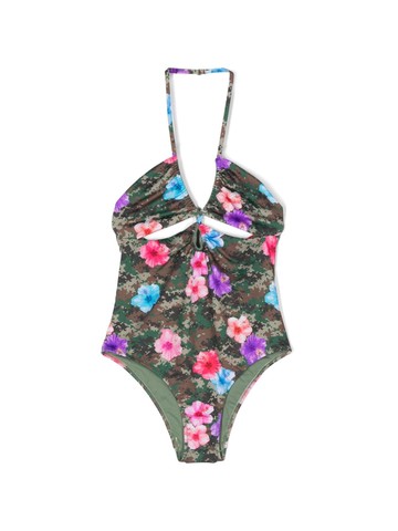 MC2 Saint Barth Kids - pixelated-print swimsuit - kids - Polyamide/Spandex/Elastane - 6 - Green