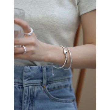 碎銀子微笑不規則S925銀手鏈韓國時尚ins冷淡風手鐲2024年新款潮
