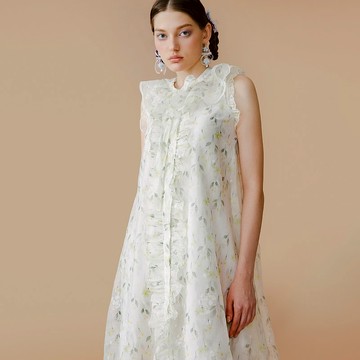 兩用可拆式假領輕紗裙罩配可調節內襯背心裙