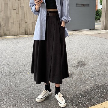 加厚半身裙女士秋冬季中長款裙子長裙學生a字黑色小個子外穿顯高1入