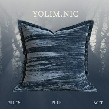 『百貨屋二號』輕奢樣板間別墅高級感奢華絲絨藍色抱枕沙發客廳方枕床上靠墊