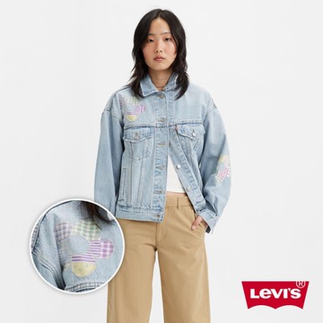 Levis 女款 90年古著牛仔外套 / 寬袖設計 / 花朵拼布設計