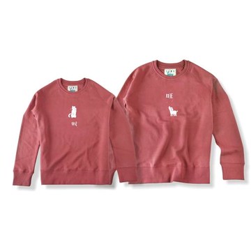 skov   旺財 春夏裝 新款  毛圈棗紅色圓領衛衣 情侶裝 休閑文藝