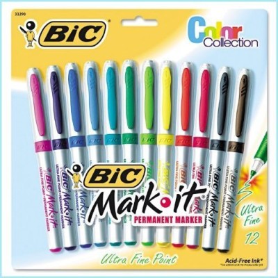 Retractable Ultra Fine Tip Permanent Marker, Assorted Colors, 8/Set