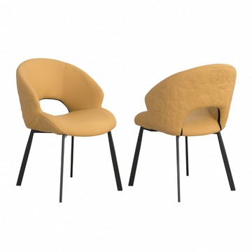 【IDEA】麥羅立體壓紋皮革餐椅/休閒椅(化妝椅 皮椅 戶外椅 梳妝椅 書桌椅)泥黃色