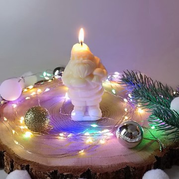 可愛的聖誕老人蠟燭冬季節日裝飾聖誕禮物聖誕老人