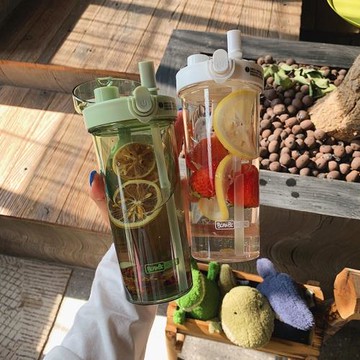 高顏值水杯女夏季雙飲學生便攜兩用網紅2025新款吸管塑料吸管杯子