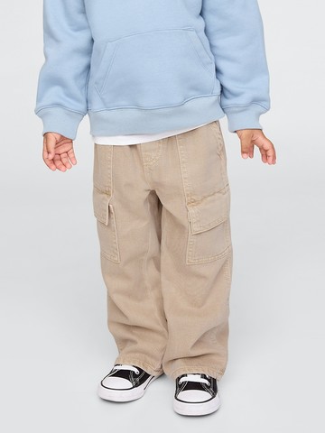 男幼童裝 抽繩鬆緊工裝褲-卡其色