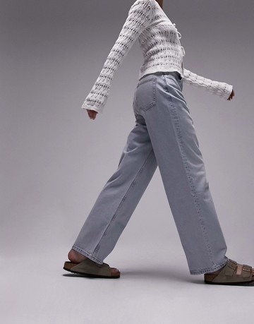 Topshop awkward barrel jeans in super bleach-Blue