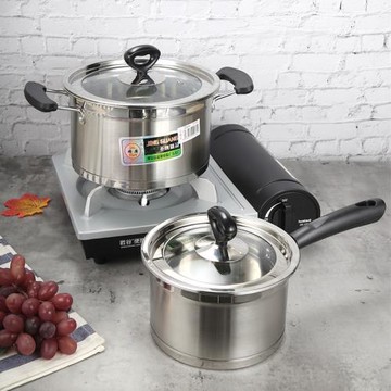 不銹鋼復底小湯鍋加厚湯煲煮粥電磁爐用不易粘鍋直角家用厚底奶鍋