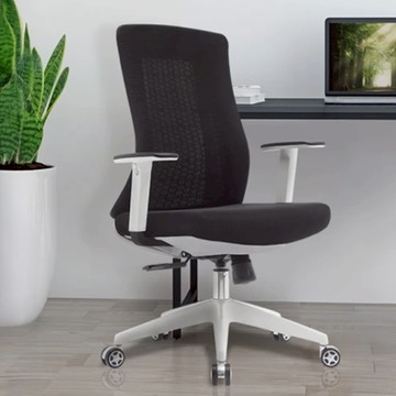 E-home Vortex 2.0 旋流白框中背半網扶手人體工學電腦椅 LX606A-blk  黑色  65 x 60 x 97~107cm