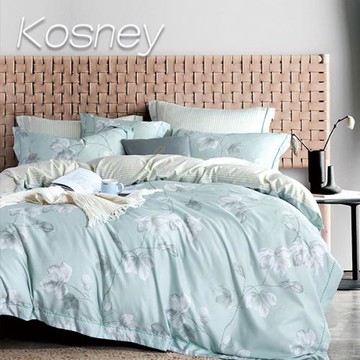【KOSNEY】漫步時綠 頂級特大石墨烯萊賽爾天絲兩用被床包組