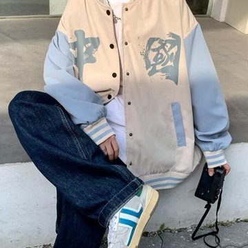 美式炸街夾克外套男秋冬新款寬鬆百搭復古撞色外套男