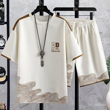 【夏季上新】夏季短袖短褲套裝男士T恤青少年港風寬鬆大碼潮牌學生帥氣穿搭潮 NUXH