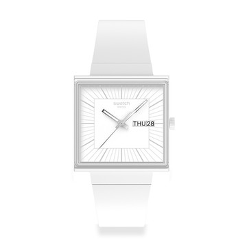 Swatch WHAT IF…ALLWHITE? 生物陶瓷 方形錶 亮眼白 男錶 女錶 手錶 瑞士錶 錶