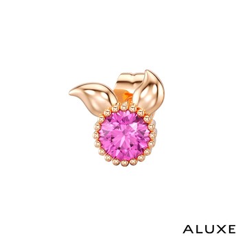 【ALUXE 亞立詩】迪士尼  10K金 Piglet小豬 粉紅剛玉 寶石 造型耳環(單只)  小熊維尼