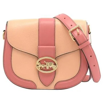 COACH C8296 Georgie 馬車LOGO撞色翻蓋馬鞍包.玫粉