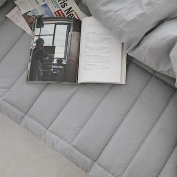 Basictone 韓國製 高密度60支純棉 加大尺寸鬆緊帶固定式床墊 淺灰色 K(180x210cm)