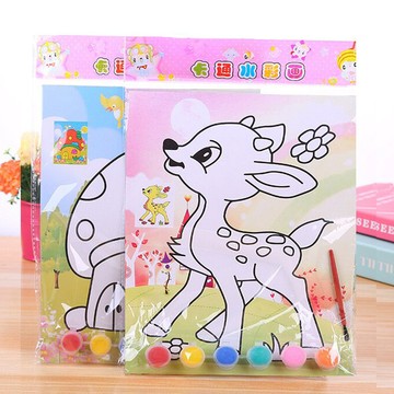 台灣出貨 手工DIY 兒童六連體藝術水彩水粉畫 填色涂色DIY手工畫 國小國中幼兒園益智塗鴉畫