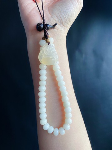 瑪瑙 佛公 彌勒佛 白玉菩提 黑檀葫蘆 保平安 手機鍊 包掛佛像