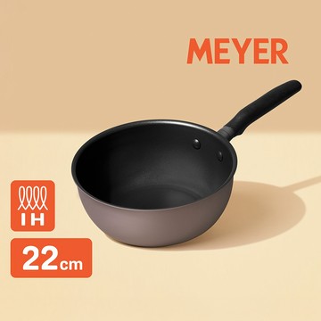 【MEYER 美亞】微金亞光黑 陽極氧化不沾鍋 22公分 小炒鍋 (IH/電磁爐適用) - ACCENT
