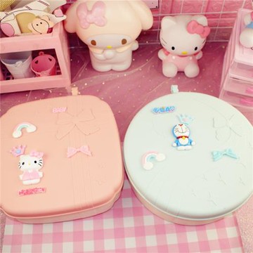 可愛卡通創意絲帶創意多格圓形方形干果盒密封帶蓋塑料干果盒