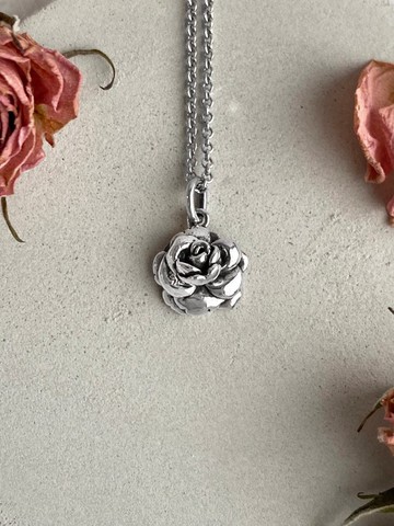 925純銀山茶項鍊 盛開 / 花 / 植物 / 復古 / 防過敏 / 含鍊