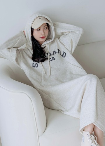 字母連帽內刷毛洋裝