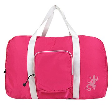 agnes b.蜥蜴輕量銀邊雙槓旅行袋(附小袋)(桃)